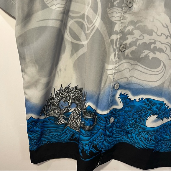 Vintage C-Two 90’s Y2K Rave Dragon Button Down Shirt - Picture 2 of 5